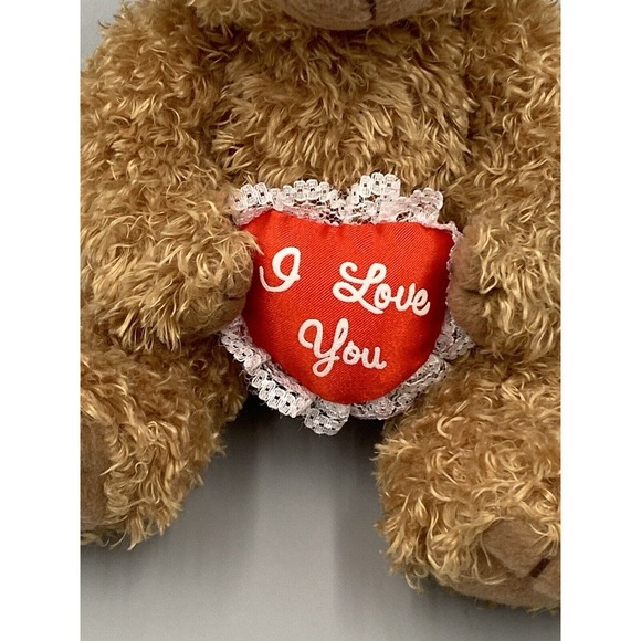 7” Brown Teddy Bear Plush Holding Red I Love You Heart Artistic Toys Promotions - Picture 2 of 8